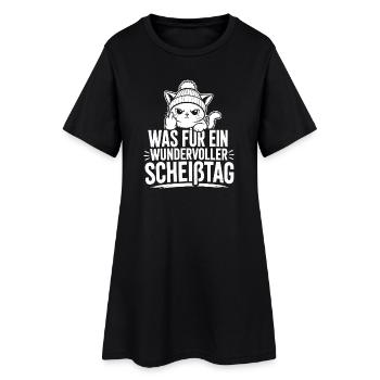Katzen Shirt – Was für ein wundervoller Scheißtag - Frauen T-Shirt-Kleid - Schwarz - Vorne