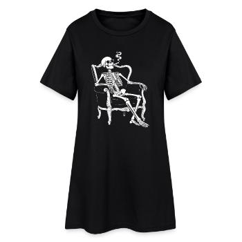 Skeleton on Sofa Smoke Chill - Women’s T-Shirt Dress - black - Front