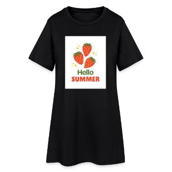 Hello Summer Strawberries - Women’s T-Shirt Dress - black - Front