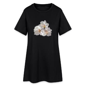 Cherry Blossoms | Zen Floral Illustration - Women’s T-Shirt Dress - black - Front