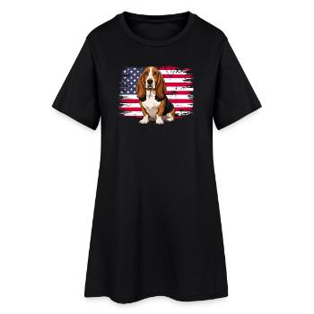 Patriotic Basset Hound - Maman de chien sous le drapeau américain - Robe T-shirt Femme - noir - Devant