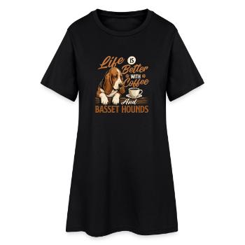 Coffee And Basset Hounds - Maman de chien Amoureuse du café - Robe T-shirt Femme - noir - Devant