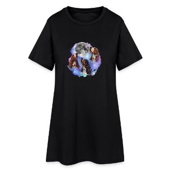 3 Basset Hounds hurlant à la lune - Maman de chien Papa - Robe T-shirt Femme - noir - Devant