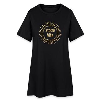 Sonne Dolce Vita Gold Lifestyle Print Bürohumor - Frauen T-Shirt-Kleid - Schwarz - Vorne