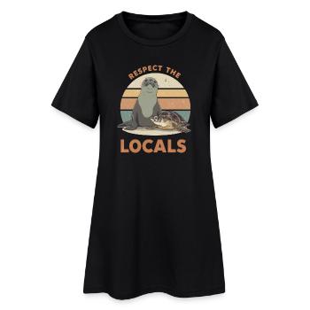 Respect The Locals Robbe & Schildkröte - Frauen T-Shirt-Kleid - Schwarz - Vorne