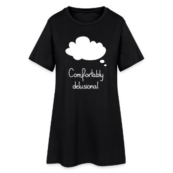 Bequem wahnhaft, weiß - Frauen T-Shirt-Kleid - Schwarz - Vorne