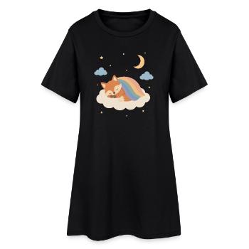 Renard endormi sous l’arc-en-ciel - Robe T-shirt Femme - noir - Devant
