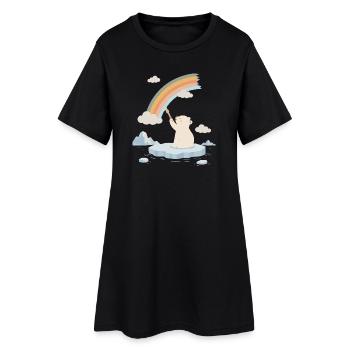 Eisbär malt einen Regenbogen - Frauen T-Shirt-Kleid - Schwarz - Vorne