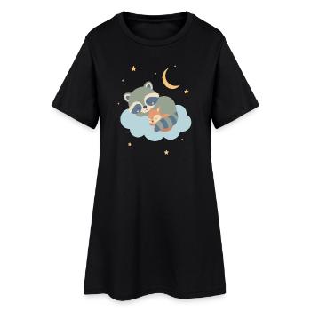 Raton laveur et écureuil dormant - Robe T-shirt Femme - noir - Devant