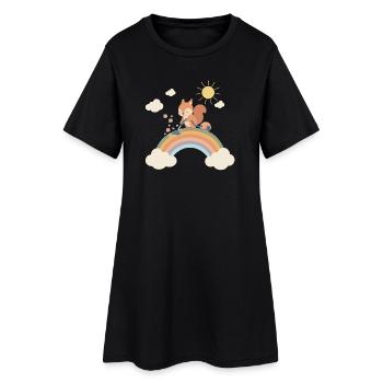 Squirrel sucks the rainbow - Women’s T-Shirt Dress - black - Front