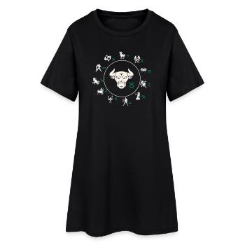 Signe du zodiaque Taureau - Robe T-shirt Femme - noir - Devant