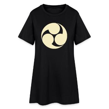 Oriental Vintage Pale Yellow Kobayakawa Japan Mon - Women’s T-Shirt Dress - black - Front