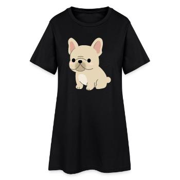 Charming French Bulldog Illustration - Women’s T-Shirt Dress - black - Front
