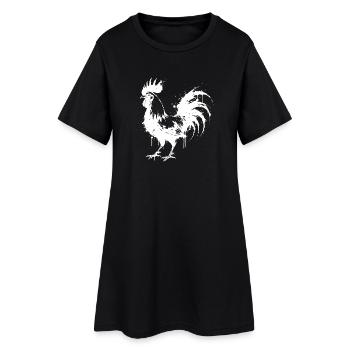 Abstrakter Hahn weißer Tintenspritzer - Frauen T-Shirt-Kleid - Schwarz - Vorne