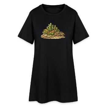 Cactus avec Coyote - Robe T-shirt Femme - noir - Devant