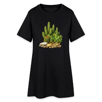 Cacti with flowers - Women’s T-Shirt Dress - black - Front