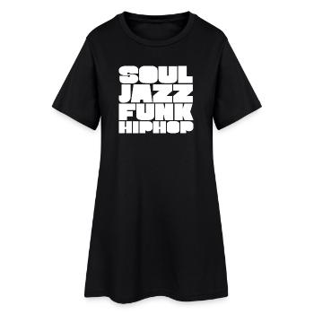 Soul Jazz Funk HipHop Typeface - Women’s T-Shirt Dress - black - Front