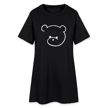 Petit ours en peluche mignon avec des yeux boutonnés - Robe T-shirt Femme - noir - Devant