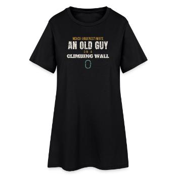Old Guy On A Climbing Wall - Women’s T-Shirt Dress - black - Front
