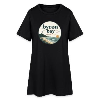 Byron Bay Küstenzauber - Frauen T-Shirt-Kleid - Schwarz - Vorne