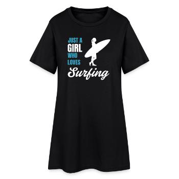 Surfer Girl Beach Lover Gift for Women - Women’s T-Shirt Dress - black - Front