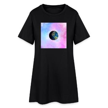 Globe terrestre dans une nébuleuse pastel - Robe T-shirt Femme - noir - Devant