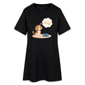 Beagle träumt von einem Knochen - Frauen T-Shirt-Kleid - Schwarz - Vorne