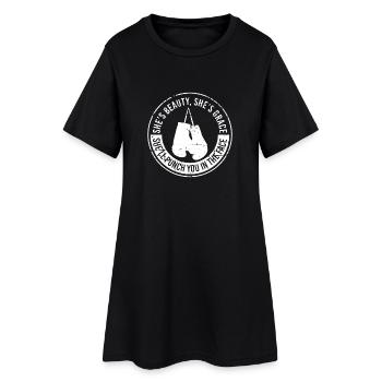 Sie ist schön, sie ist mutig im Boxen - Frauen T-Shirt-Kleid - Schwarz - Vorne