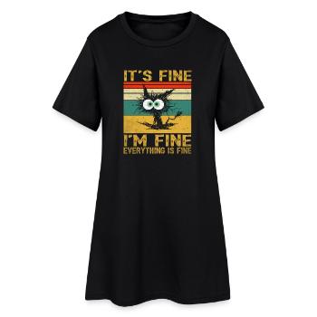 Ça va, je vais bien, tout va bien, chat. - Robe T-shirt Femme - noir - Devant