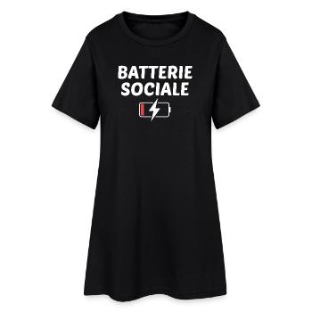 Batterie sociale à 0% - Robe T-shirt Femme - noir - Devant