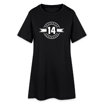 Conception anniversaire du badge n°14 - Robe T-shirt Femme - noir - Devant