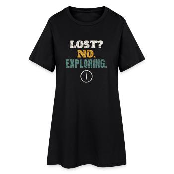 Lost No Exploring Hiking - Frauen T-Shirt-Kleid - Schwarz - Vorne