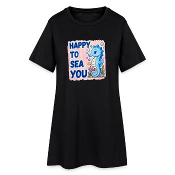 Heureux de mer, Hippocampe de mer, amour de mer - Robe T-shirt Femme - noir - Devant