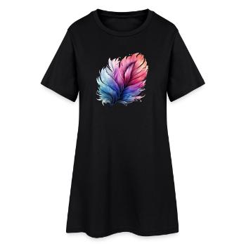 Dégradé prismatique de plumes - Robe T-shirt Femme - noir - Devant