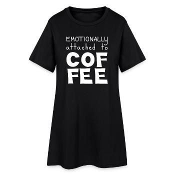 Attaché émotionnellement au café, blanc - Robe T-shirt Femme - noir - Devant