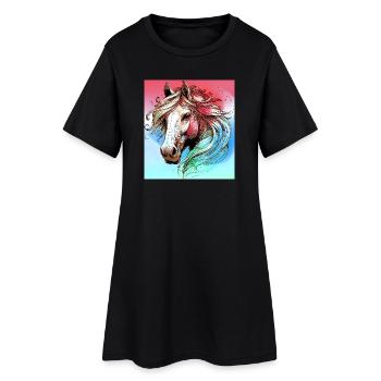 cheval - Robe T-shirt Femme - noir - Devant