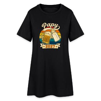 Futur Papy 2027 Annonce Grossesse Rétro - Robe T-shirt Femme - noir - Devant
