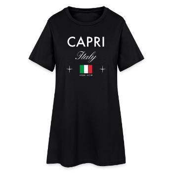 Capri Italie Coordonnées Souvenir de voyage - Robe T-shirt Femme - noir - Devant