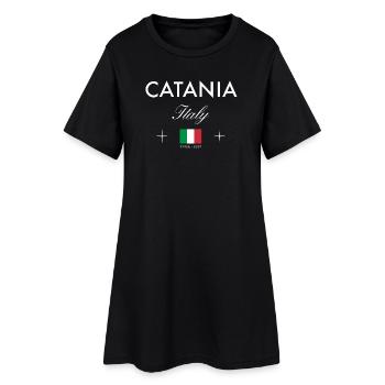 Souvenir de voyage des coordonnées de Catane Sicile - Robe T-shirt Femme - noir - Devant