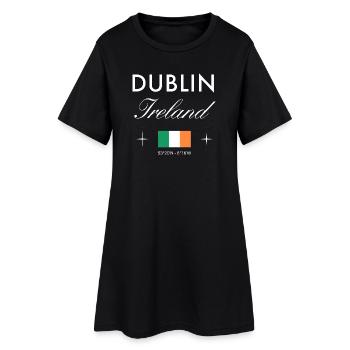 Dublin Irlande Coordonnées Souvenir de voyage - Robe T-shirt Femme - noir - Devant
