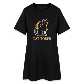 Lune Croissante du Chat - Robe T-shirt Femme - noir - Devant
