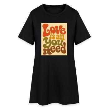 Typographie de l’amour psychédélique - Robe T-shirt Femme - noir - Devant