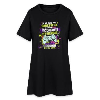Gamer En Mode Économie D'Énergie - Humour games - Robe T-shirt Femme - noir - Devant