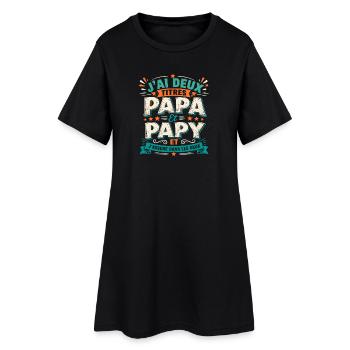 J'ai Deux Titres Papa Et Papy - Robe T-shirt Femme - noir - Devant