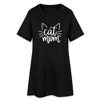 Motif de maman chat avec des moustaches - Robe T-shirt Femme - noir - Devant