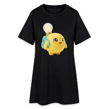 Mascotte jaune mignonne de l’école avec une ampoule Planète Ba - Robe T-shirt Femme - noir - Devant