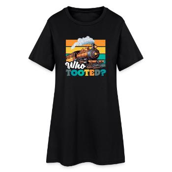 Qui a poussé l’humour drôle sur la locomotive de train - Robe T-shirt Femme - noir - Devant