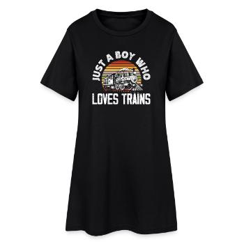 Only A Boy Who Love Trains Retro Vintage - Robe T-shirt Femme - noir - Devant