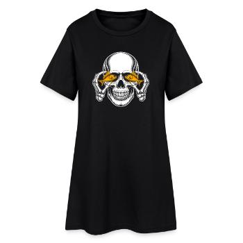 Crâne aux yeux de poisson rouge - Robe T-shirt Femme - noir - Devant