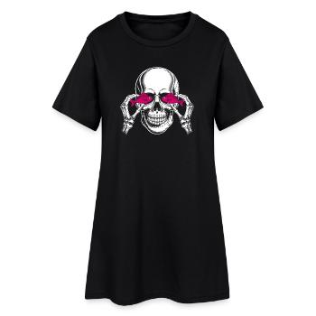 Crâne avec poisson rose - Robe T-shirt Femme - noir - Devant